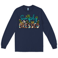 Navy simply blessed Long Sleeve Tee - JahusDesignShop