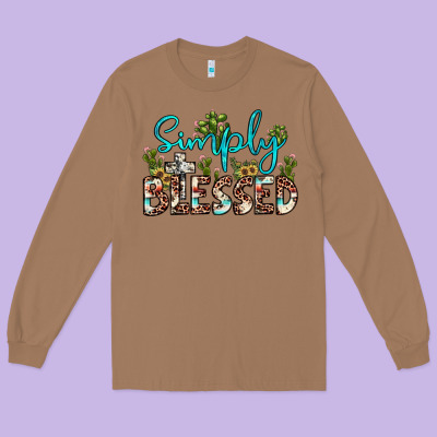 Simply Blessed Long Sleeve Tee Designed By Jahusdesignshop