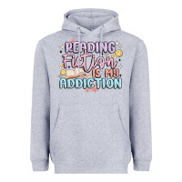 Heather Grey reading fiction is my addiction Heavyweight Hoodie - MaliasSmallBusiness