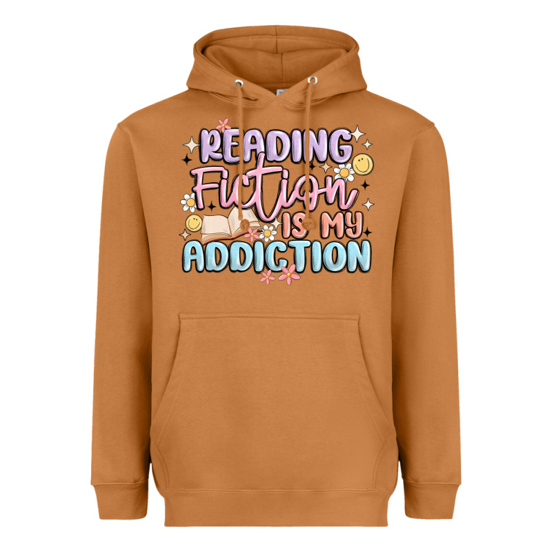 Reading Fiction Is My Addiction Heavyweight Hoodie by MaliasSmallBusiness | Teevron