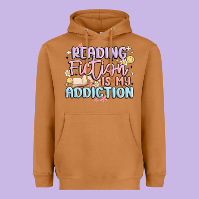 Reading Fiction Is My Addiction Heavyweight Hoodie Designed By Maliassmallbusiness