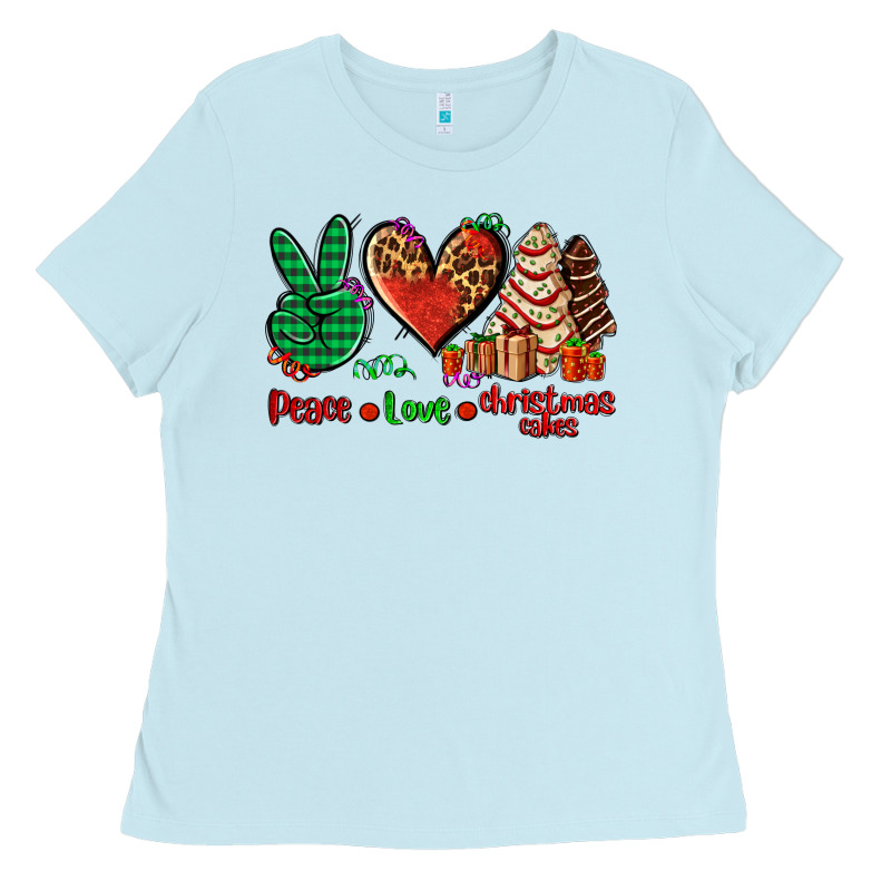 Peace Love Christmas Cakes Ladies Tee by AdoDesignShop | Teevron