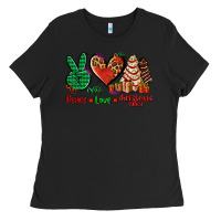 Black peace love Christmas cakes Ladies Tee - AdoDesignShop