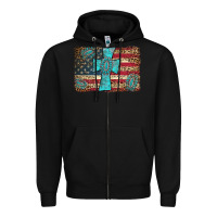 Black flag and turquoise cross Zipper Hoodie - AdoDesignShop