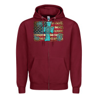 Burgundy flag and turquoise cross Zipper Hoodie - AdoDesignShop