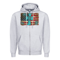 Heather Grey flag and turquoise cross Zipper Hoodie - AdoDesignShop
