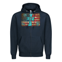 Navy flag and turquoise cross Zipper Hoodie - AdoDesignShop