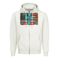 Oatmeal Heather flag and turquoise cross Zipper Hoodie - AdoDesignShop