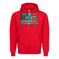 Red flag and turquoise cross Zipper Hoodie - AdoDesignShop