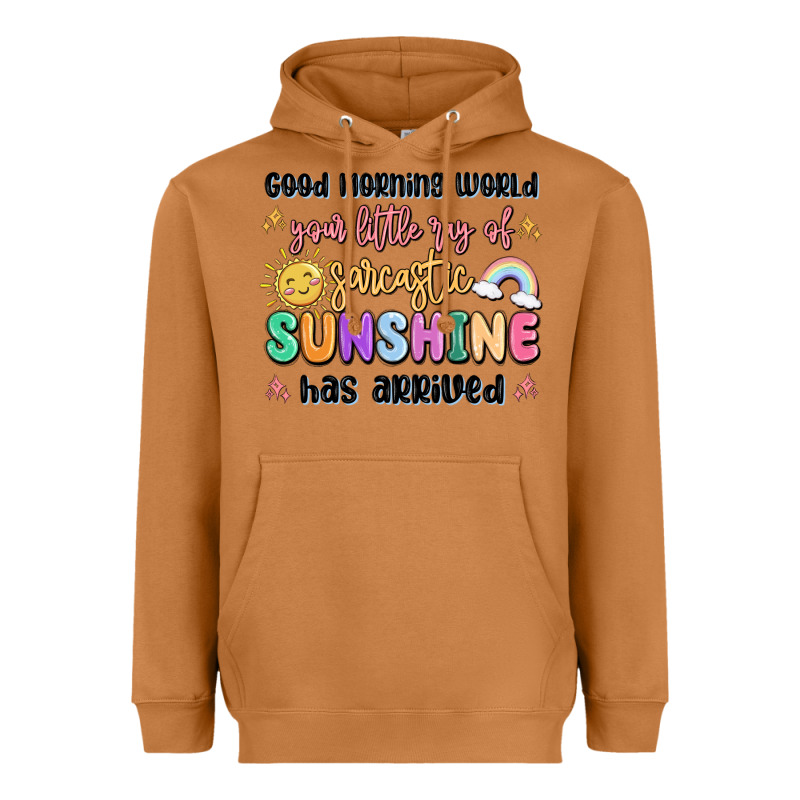 Good Morning World Your Little Ray Of Sarcastic Heavyweight Hoodie by MaliasSmallBusiness | Teevron