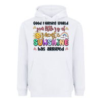 White good morning world your little ray of sarcastic Heavyweight Hoodie - MaliasSmallBusiness