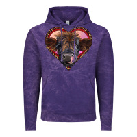 Cloud Purple leopard heart highland calf Vintage Hoodie - RanaPortraitStore