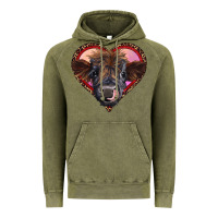 Vintage Olive leopard heart highland calf Vintage Hoodie - RanaPortraitStore