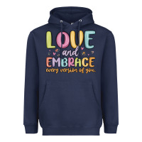 Navy love and embrace every version of you Heavyweight Hoodie - MaliasSmallBusiness