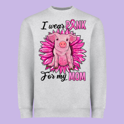 I Wear Pink For My Mom Pig Heavyweight Sweatshirt Designed By Ranaportraitstore