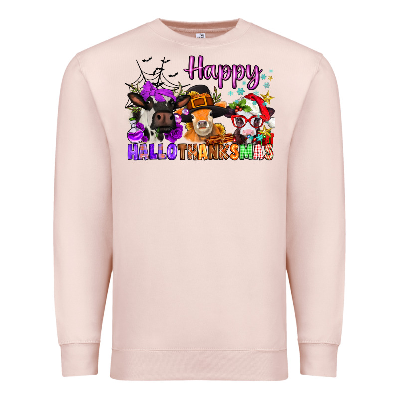 Happy Hallothanksmas Cows  Nancy Premium Sweatshirt by NancyCooperArtShop | Teevron