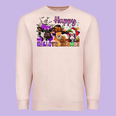 Happy Hallothanksmas Cows  Nancy Premium Sweatshirt Designed By Nancycooperartshop