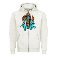 Oatmeal Heather faith western turquoise Zipper Hoodie - AdoDesignShop