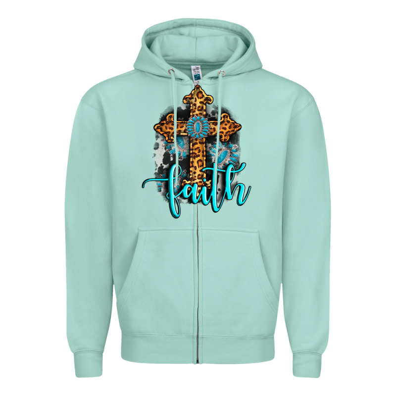 Faith Western Turquoise Zipper Hoodie by AdoDesignShop | Teevron