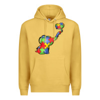 Antique Gold autism awareness elephant Premium Hoodie - LillyAllenDesigns