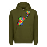 Army Green autism awareness elephant Premium Hoodie - LillyAllenDesigns