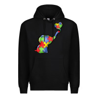 Black autism awareness elephant Premium Hoodie - LillyAllenDesigns