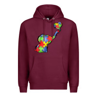 Burgundy autism awareness elephant Premium Hoodie - LillyAllenDesigns