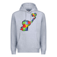 Heather Grey autism awareness elephant Premium Hoodie - LillyAllenDesigns