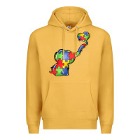 Mustard autism awareness elephant Premium Hoodie - LillyAllenDesigns