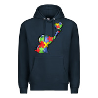 Navy autism awareness elephant Premium Hoodie - LillyAllenDesigns