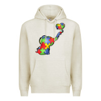 Oatmeal Heather autism awareness elephant Premium Hoodie - LillyAllenDesigns