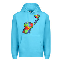 Ocean Blue autism awareness elephant Premium Hoodie - LillyAllenDesigns