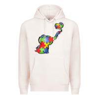 Pale Pink autism awareness elephant Premium Hoodie - LillyAllenDesigns