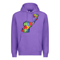 Purple autism awareness elephant Premium Hoodie - LillyAllenDesigns
