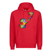 Red autism awareness elephant Premium Hoodie - LillyAllenDesigns