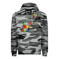 Slate Camo autism awareness elephant Premium Hoodie - LillyAllenDesigns