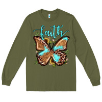 Army Green faith leopard butterfly Long Sleeve Tee - JahusDesignShop