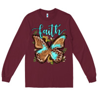 Burgundy faith leopard butterfly Long Sleeve Tee - JahusDesignShop