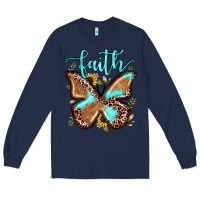 Navy faith leopard butterfly Long Sleeve Tee - JahusDesignShop
