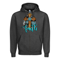 Charcoal Heather faith western turquoise Zipper Hoodie - AdoDesignShop