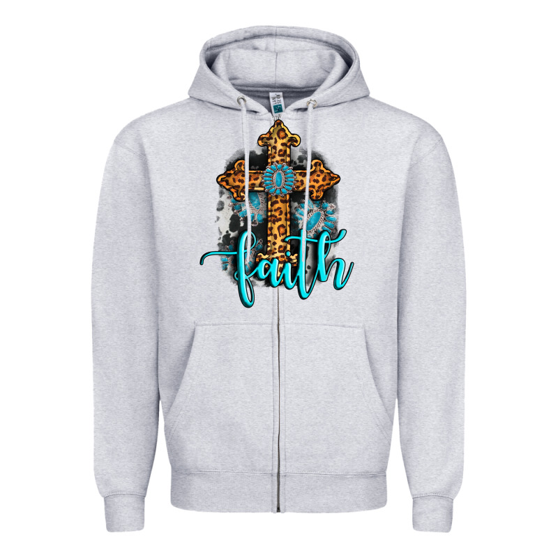Faith Western Turquoise Zipper Hoodie by AdoDesignShop | Teevron