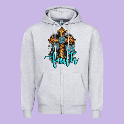 Faith Western Turquoise Zipper Hoodie Designed By Adodesignshop