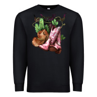 Black cowgirl boots hat horns cactus Premium Sweatshirt - NancyCooperArtShop