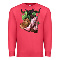 Cardinal cowgirl boots hat horns cactus Premium Sweatshirt - NancyCooperArtShop