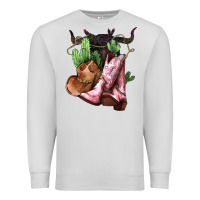Dove Grey cowgirl boots hat horns cactus Premium Sweatshirt - NancyCooperArtShop