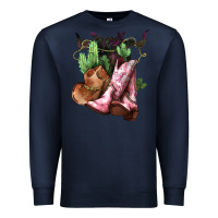 Navy cowgirl boots hat horns cactus Premium Sweatshirt - NancyCooperArtShop