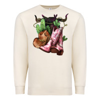 Sandshell cowgirl boots hat horns cactus Premium Sweatshirt - NancyCooperArtShop