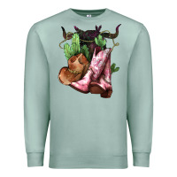 Seafoam cowgirl boots hat horns cactus Premium Sweatshirt - NancyCooperArtShop
