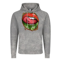 Cloud Rock watermelon lips with leopard Vintage Hoodie - texasbilliewilder