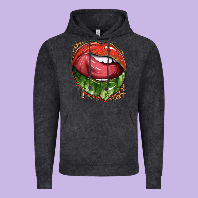 Watermelon Lips With Leopard Vintage Hoodie Designed By Texasbilliewilder